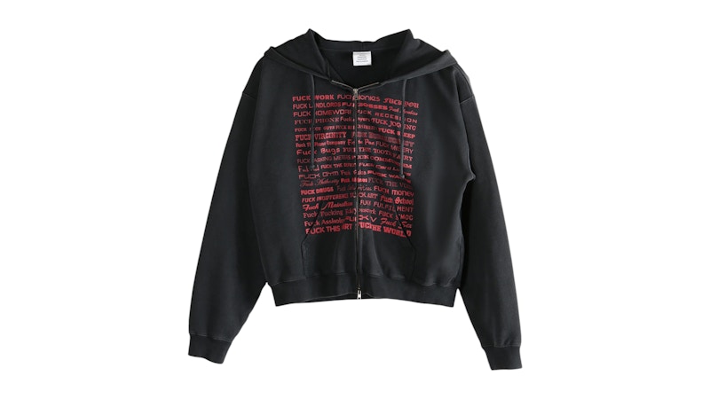 Vetements Fuck Fitted Zip-Up Hoodie Washed Black メンズ - FW25 - JP