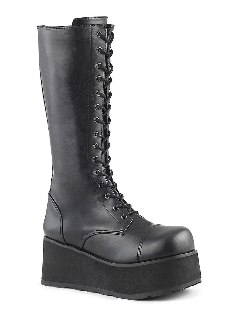 TRASHVILLE-502 Men's Black 3 Inch Tall Platform Boots