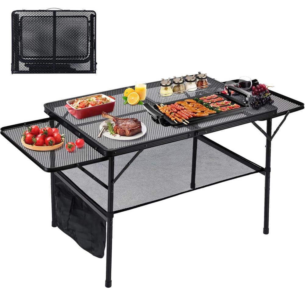 4.4 ft. Folding Grill Table, Portable Camping Table with Extension