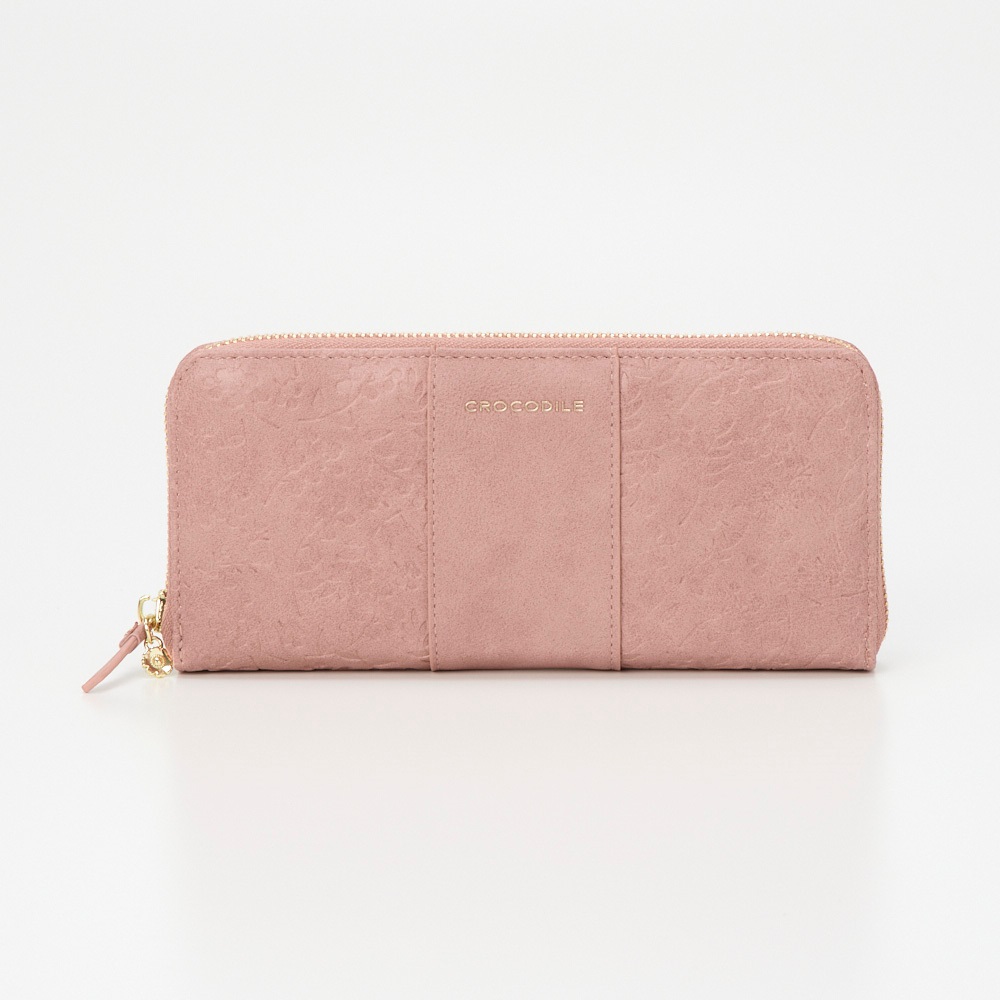 CROCODILE(クロコダイル) 開運花柄型押し ラウンドファスナー長財布