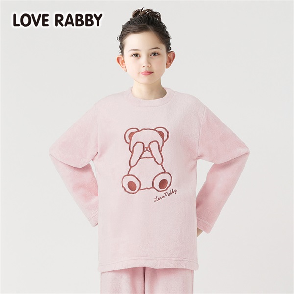 ラブラビ シャギーフリースくま刺繍パジャマ 女の子 キッズ140cm-160cm