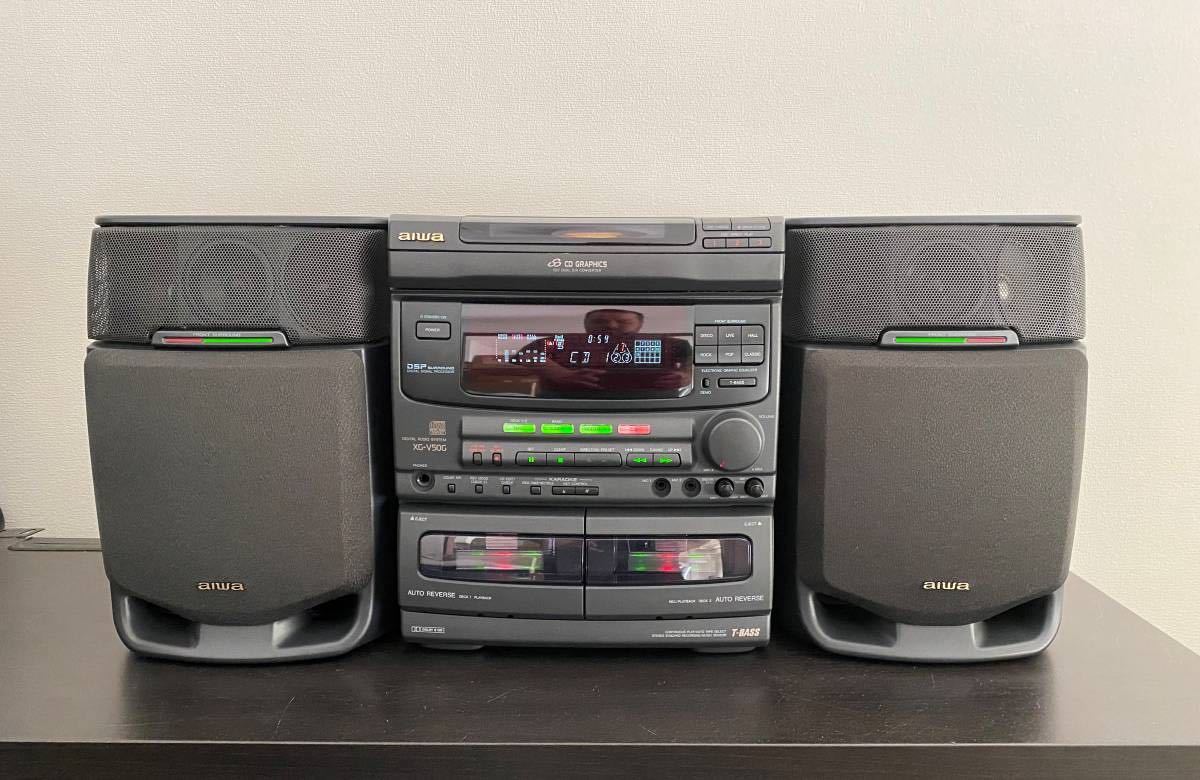 良品 AIWA ステレオシステム CX-NV50G XG-V50G アイワ 動作品 リモコン
