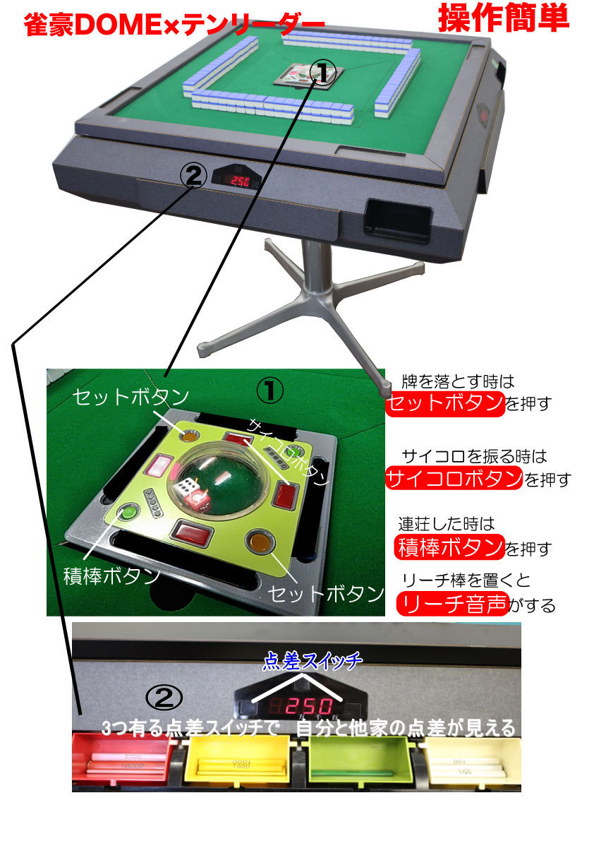 全自動麻雀卓 雀豪DOME×EAGLE ONE 点数表示デジタル麻雀卓 牌2種 全