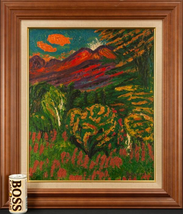 特価！ ○梅原龍三郎○油彩画○「松山城遠望」○肉筆画○