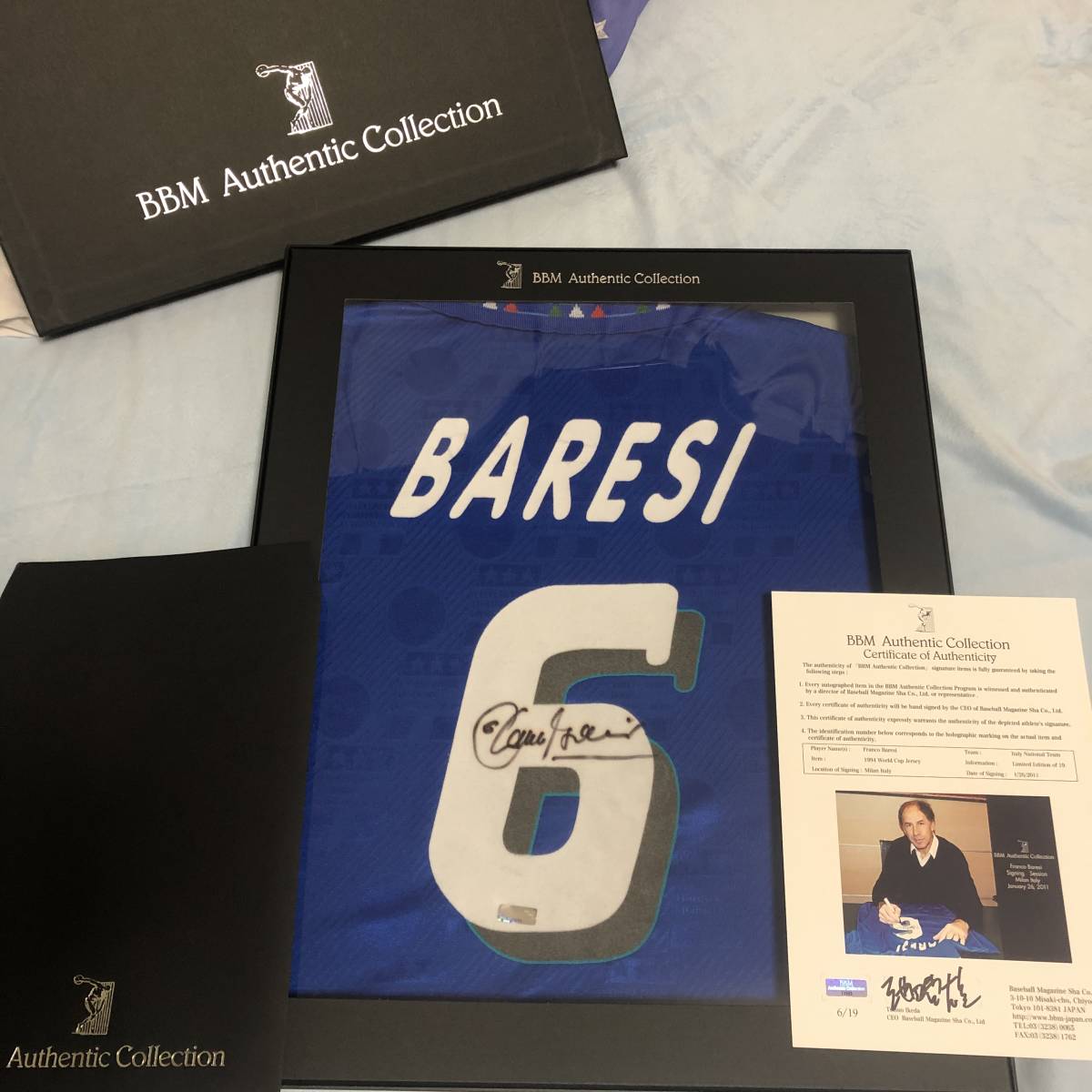 元ACミラン バレージ 直筆サイン入りユニホーム他 額装 元イタリア代表