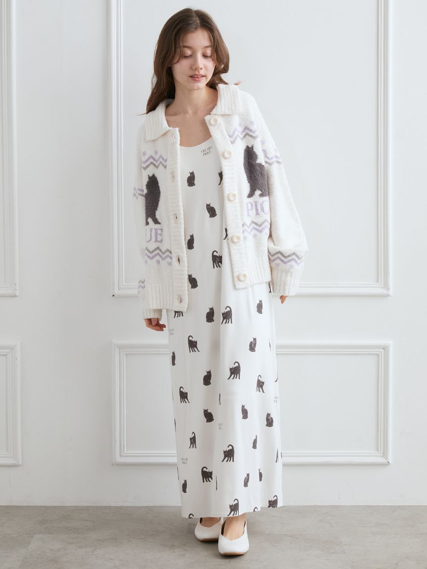 CATジャガード衿付きカーディガン(カーディガン・ガウン)｜ルーム