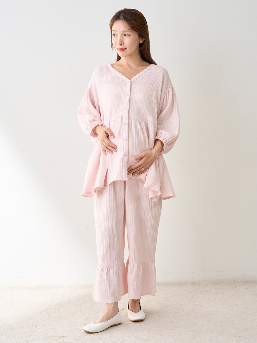 マタニティガーゼプルオーバー(シャツ)｜ルームウェア・パジャマ通販の