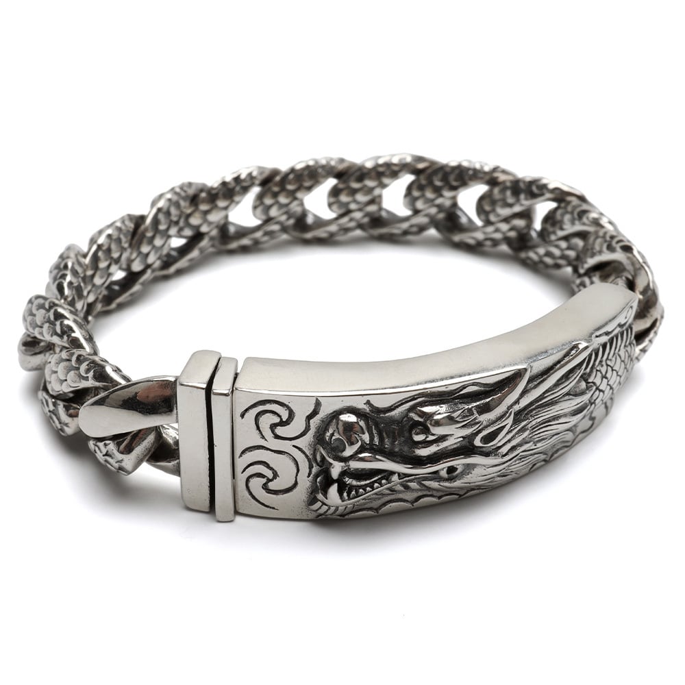 シルバー925 ドラゴンブレスレット バックル 龍の鱗 龍ブレスレット 竜