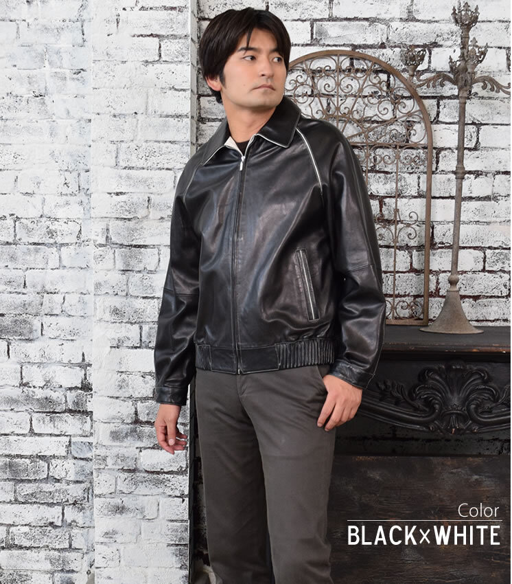 ラッピング無料】【MONCADA】メンズ ソフト ラム ブルゾン (MZR1107