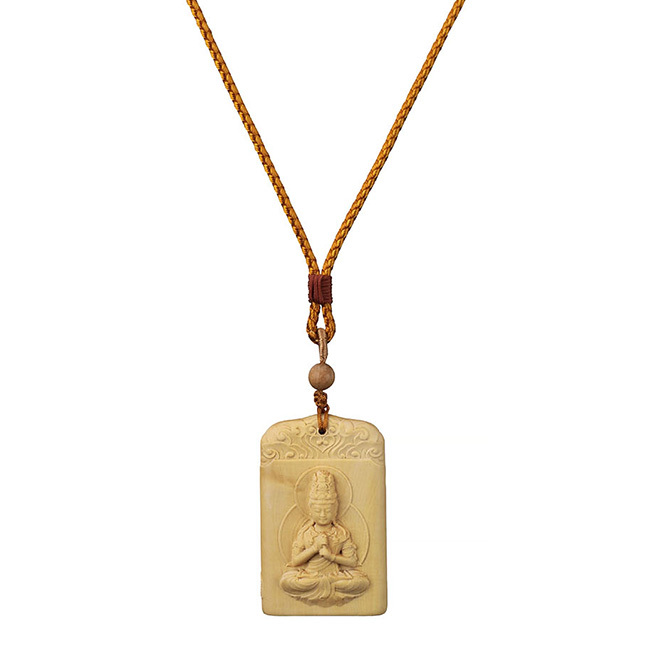 1-2W 黄楊 守護本尊御守 ペンダント[守護本尊 阿弥陀如来 千手観音菩薩