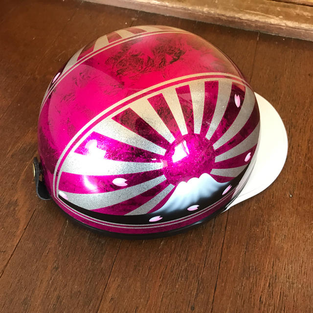 新品 桜 キャンディーピンクラメ 富士日章 コルク半 ヘルメットの通販