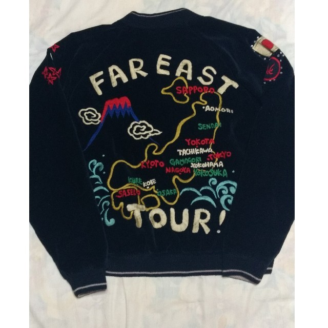 CROPPED HEADS/クロップドヘッズ！ベロア 刺繍スカジャンS 黒・美品の