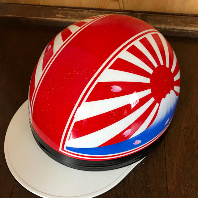 新品塗装品 7色ラメ 赤白 富士日章 コルク半 ヘルメットの通販 by