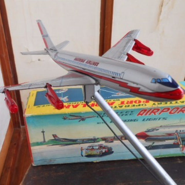 ☆超希少、美品！野村トーイ NOMURA 飛行機 トーイングカー ブリキ玩具