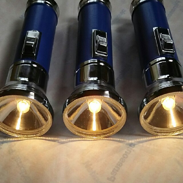 昭和レトロ ナショナル 懐中電灯 約18㎝ 青タイプ3個 セット の通販