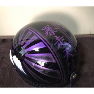 7色ラメ 紫黒 富士日章 コルク半 ヘルメット の通販 by paint｜ラクマ