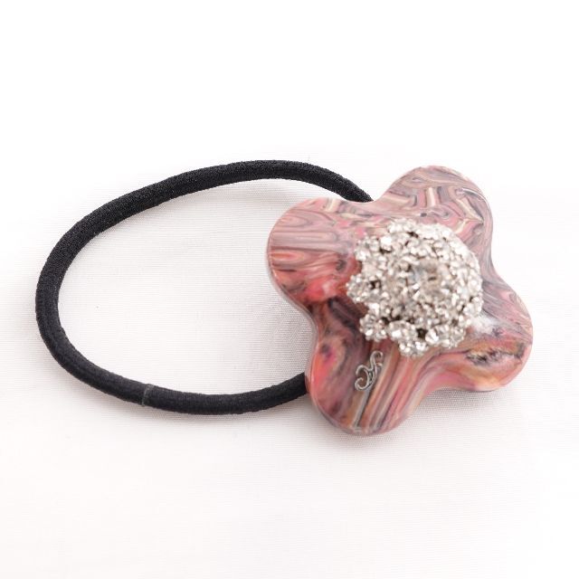 acca リボンゴム ピンク（ストーンはクリア） acca アッカ 花 ヘアゴム