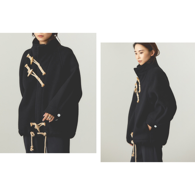 HYKE - 新品 HYKE DOUBLE FACE DUFFLE JACKET 黒 01の通販 by ちゃちゃ