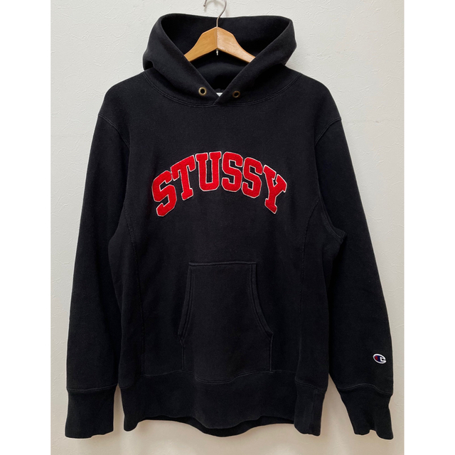STUSSY - STUSSY × Championプルオーバーパーカー リバースウィーブ 黒