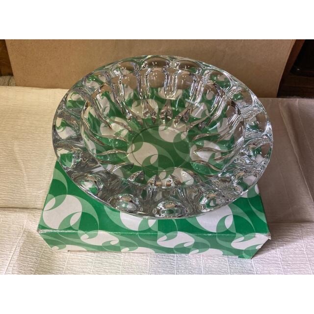 大型クリスタルガラス灰皿♪曽我ガラス♪箱入り未使用♪昭和レトロの