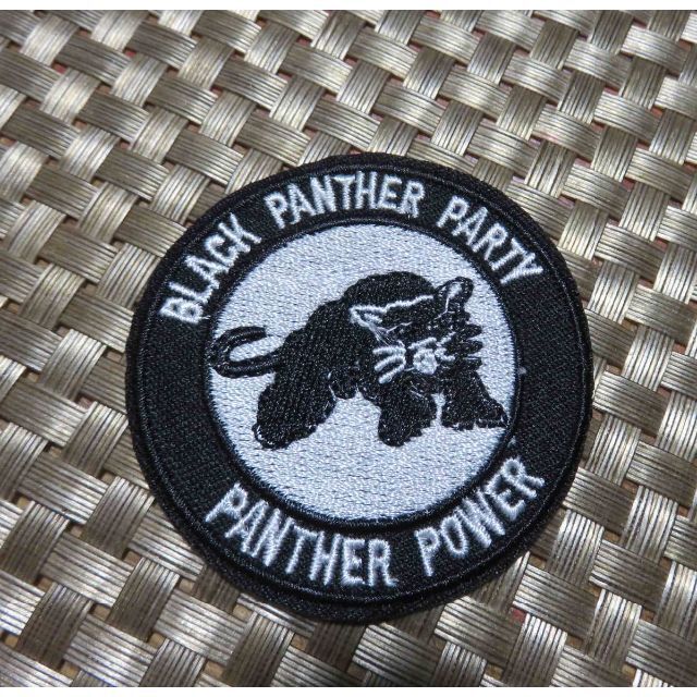 小円型□黒豹党□ブラックパンサー党BlackPantherParty刺繍ワッペンの