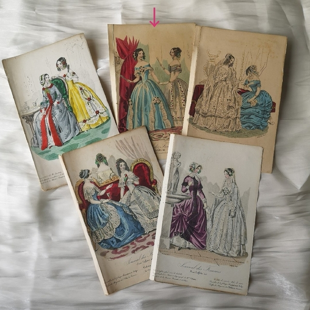 No.347【1840年】フランスアンティーク ファッションプレート 銅版画の