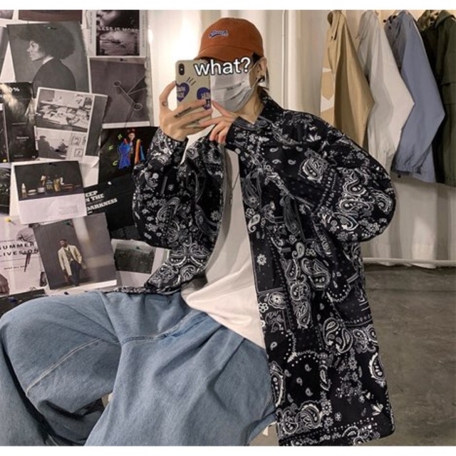 メンズ 黒 ペイズリー柄 シャツ 襟付きの通販 by りり's shop｜ラクマ