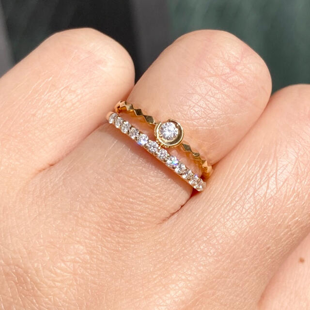 ヴァンドーム青山 K18YG ハーフエタニティリング 9号 ダイヤモンドリング