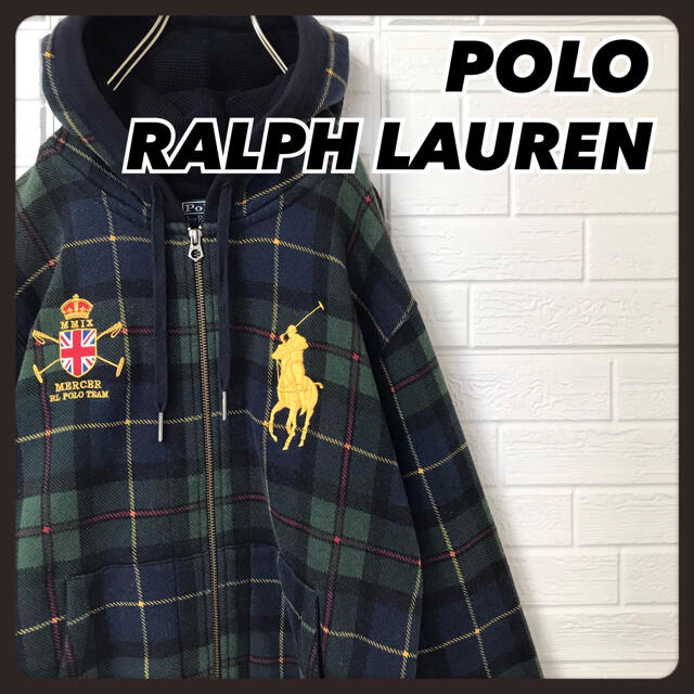 POLO RALPH LAUREN - ラルフローレン フルジップ パーカー 緑 チェック