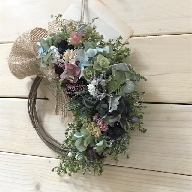 Natural＊ナズナとミナズキのピンクリース♡ドライフラワーリース