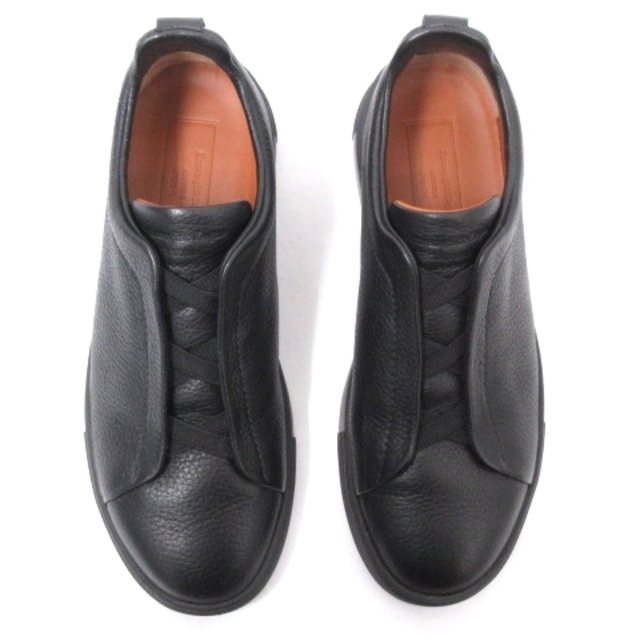 エルメネジルドゼニア トリプルステッチ スリッポン レザー 黒 6 1/2