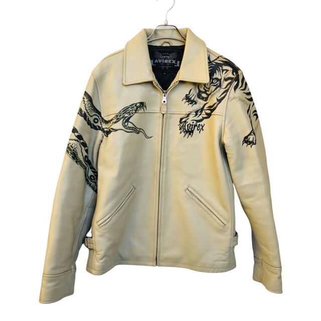 AVIREX - 希少 AVIREX 80着限定 虎&蛇墨絵 本革 シングルライダース XL