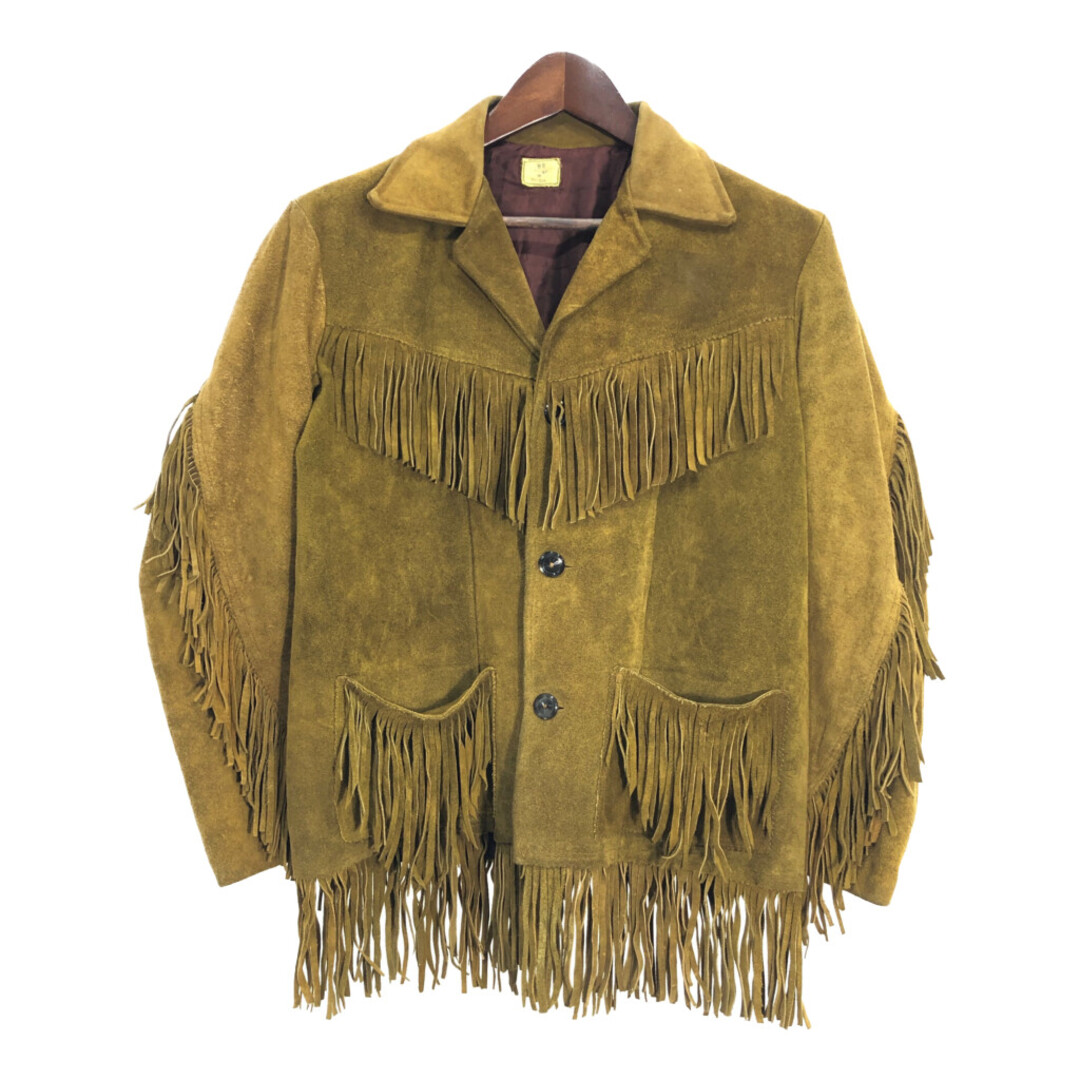 フリンジ スエード レザージャケット ヴィンテージ グリーン (メンズ