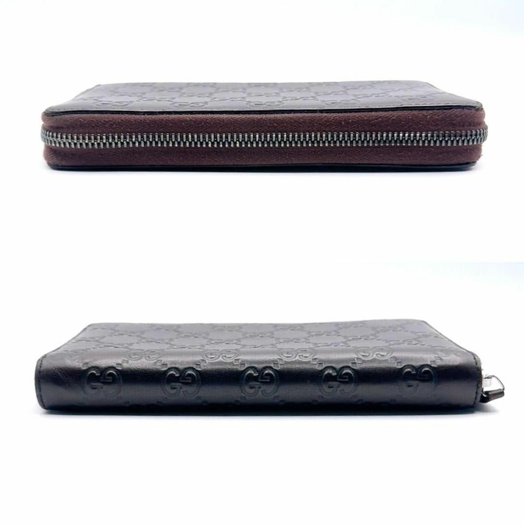 GUCCI - GUCCI グッチ 長財布 シマ ダークブラウン系 ラウンドジップ