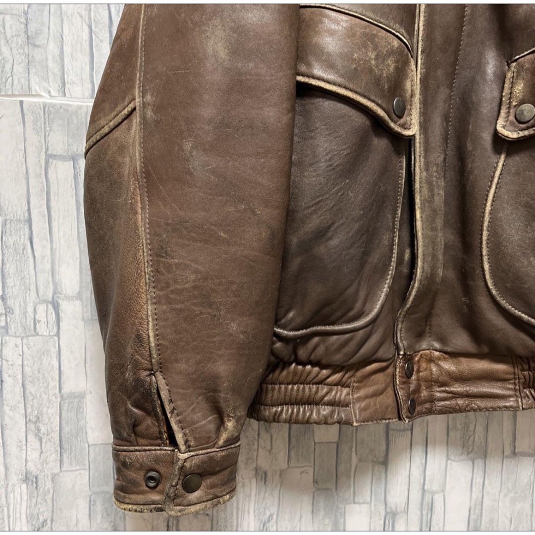 A-2 A2 type フライトジャケット ラムレザー 本革 中綿 ブラウンの通販