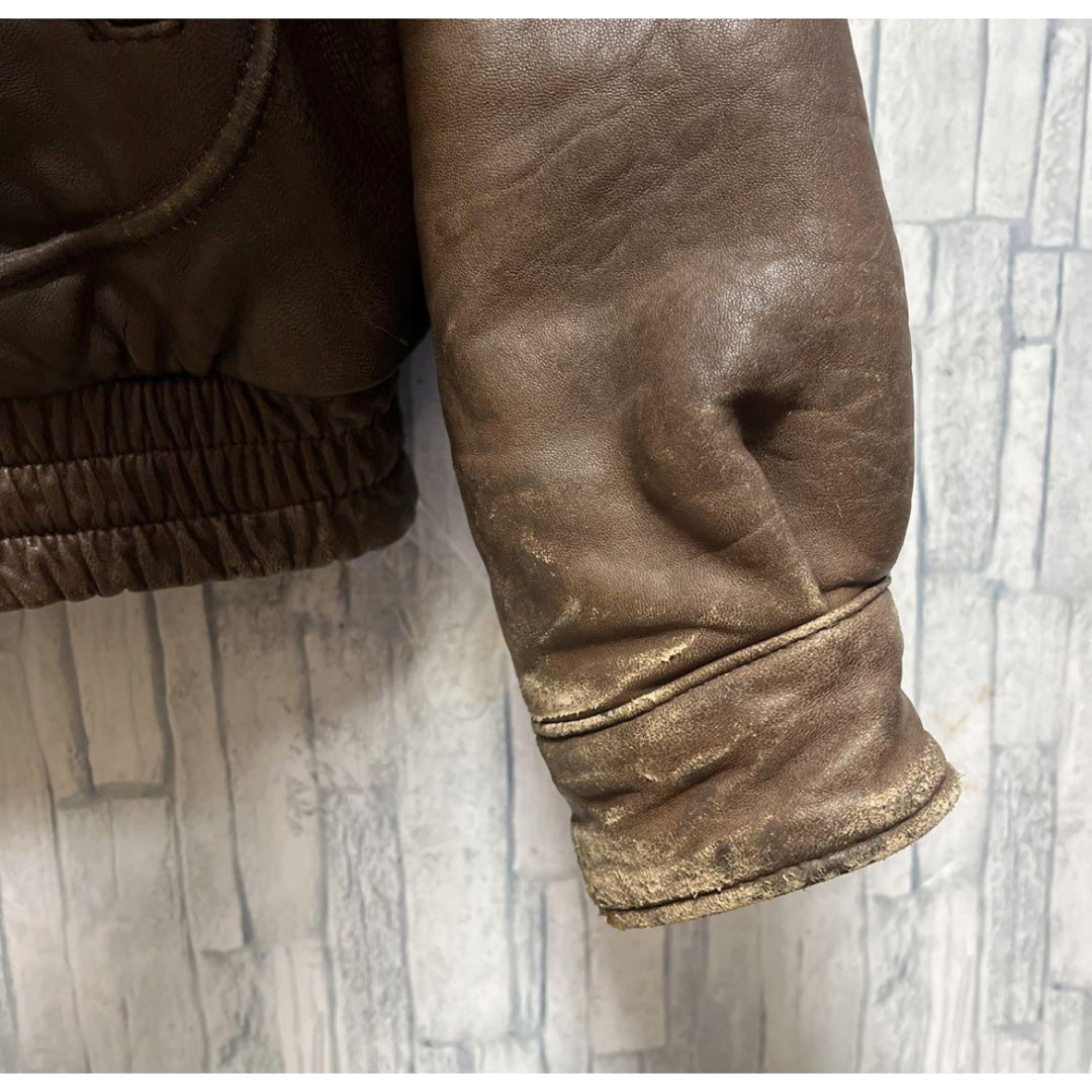 A-2 A2 type フライトジャケット ラムレザー 本革 中綿 ブラウンの通販