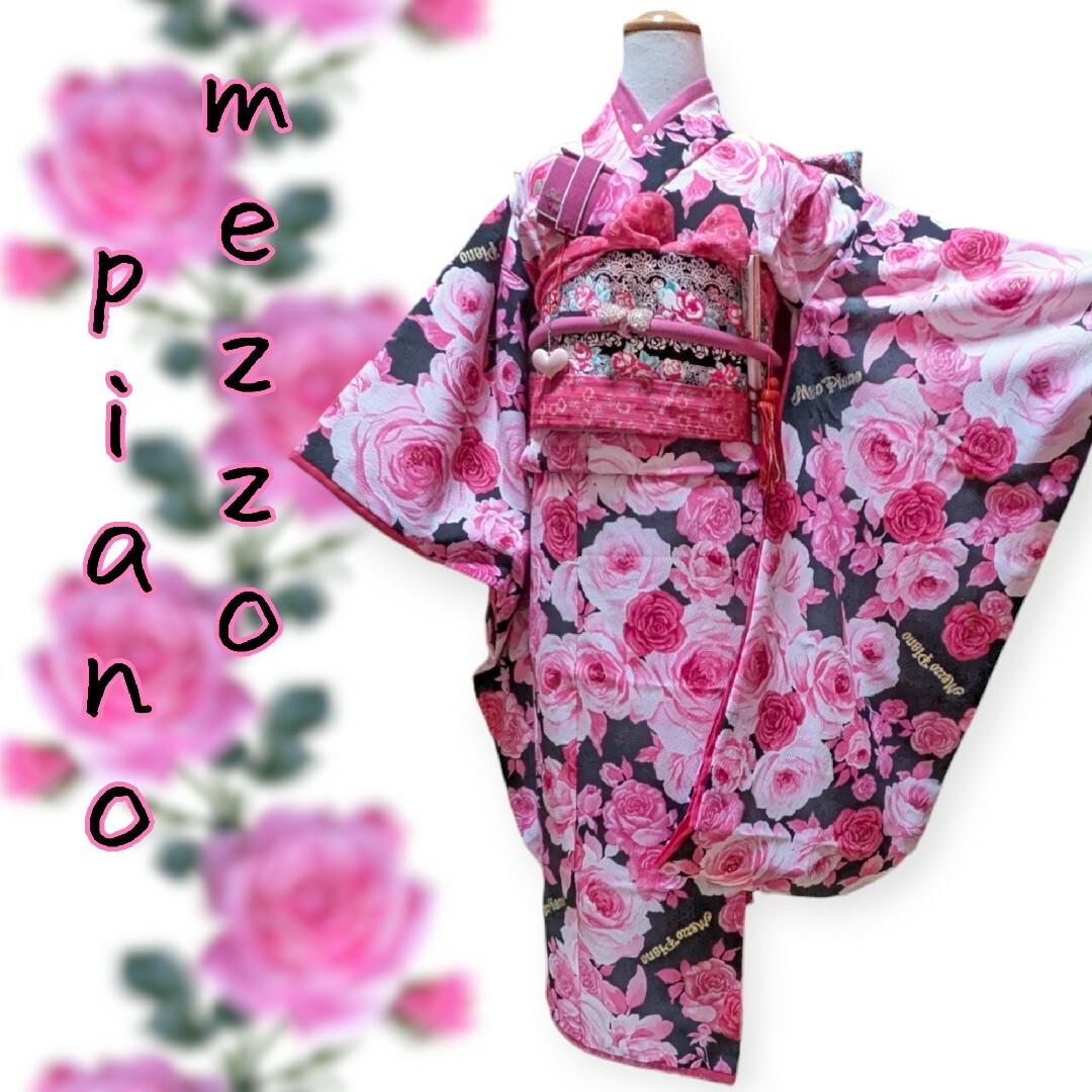 mezzo piano - ☆sold out☆ 7歳 メゾピアノ黒薔薇 七五三 お着物フル