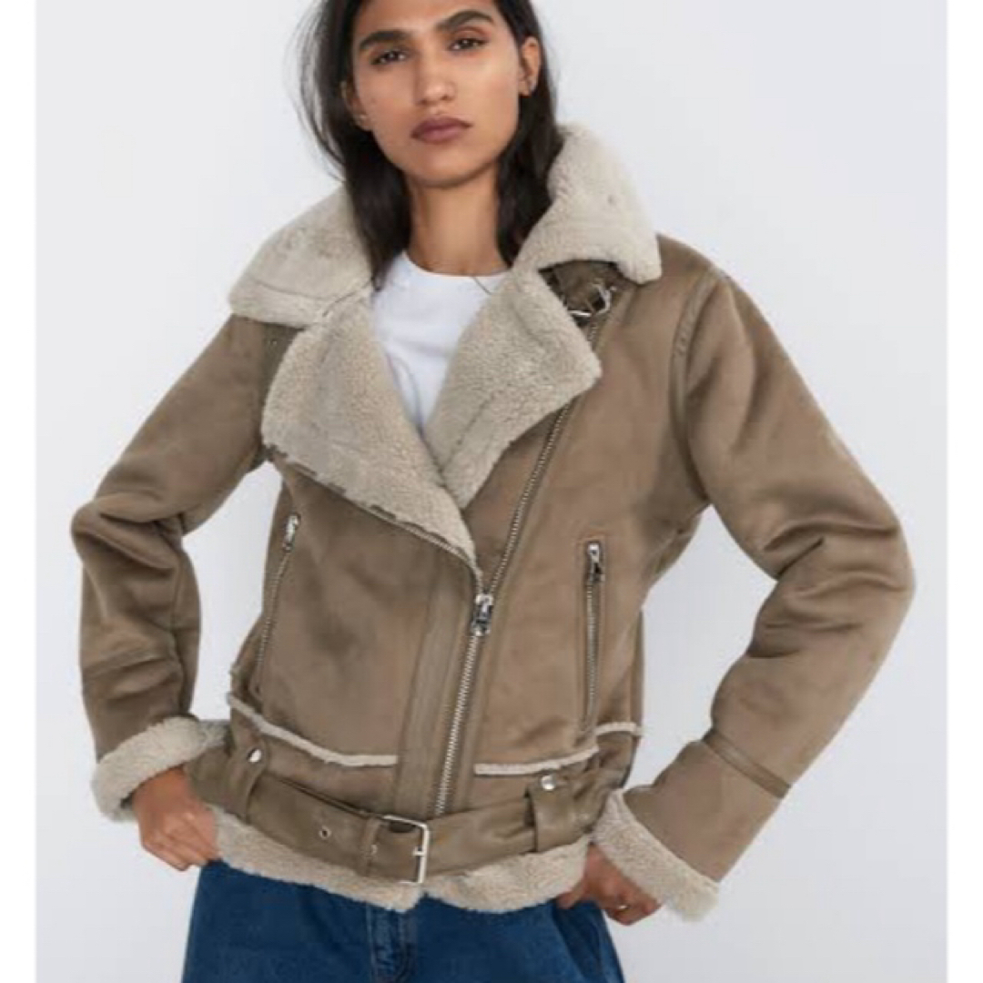 ZARA - ZARA ザラ ムートン ライダースジャケット ダブル ブルゾン