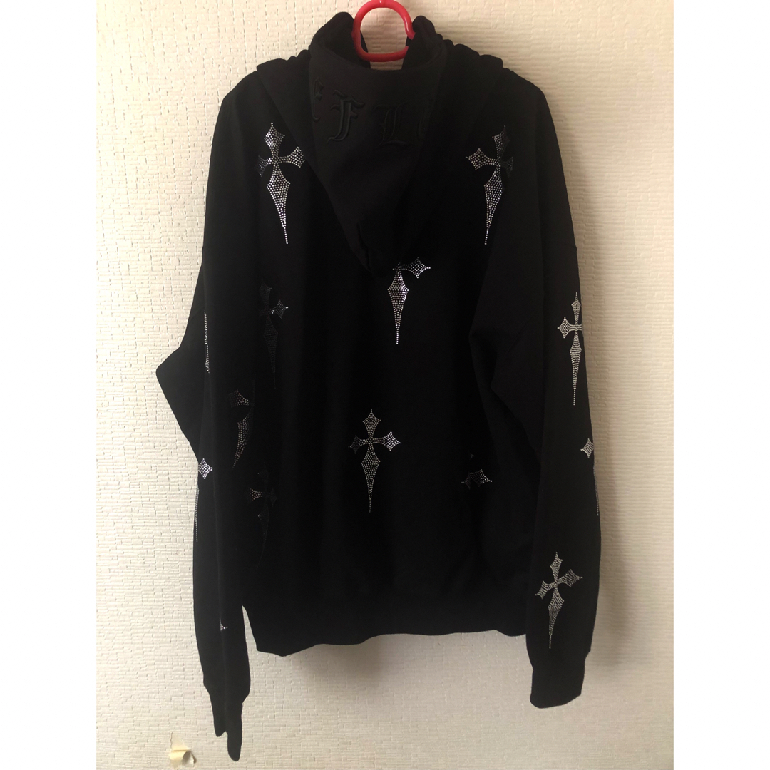 REFLEM - REFLEM レフレム ラインストーン 十字架 クロス パーカー 黒