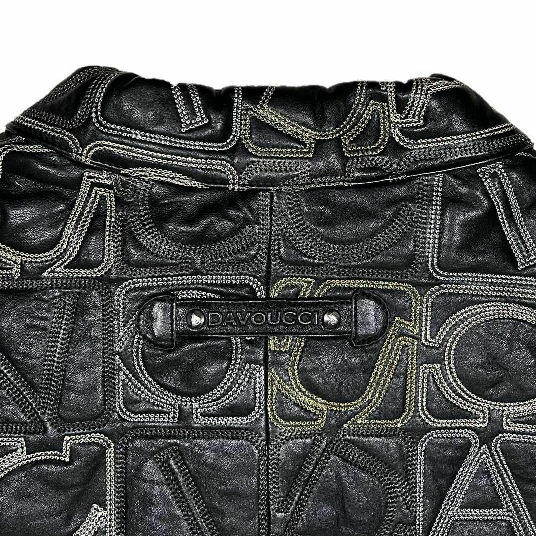 DAVOUCCI - ダボーチ 型押し モノグラム リアルレザー ジャケット