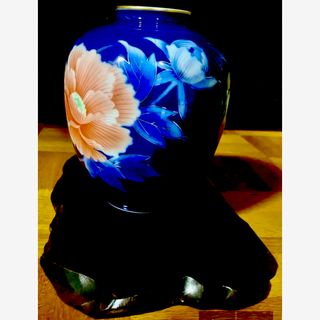 皇室御用達・深川製磁器のブドウ柄花器 26×22cm 皇室御用達・深川製