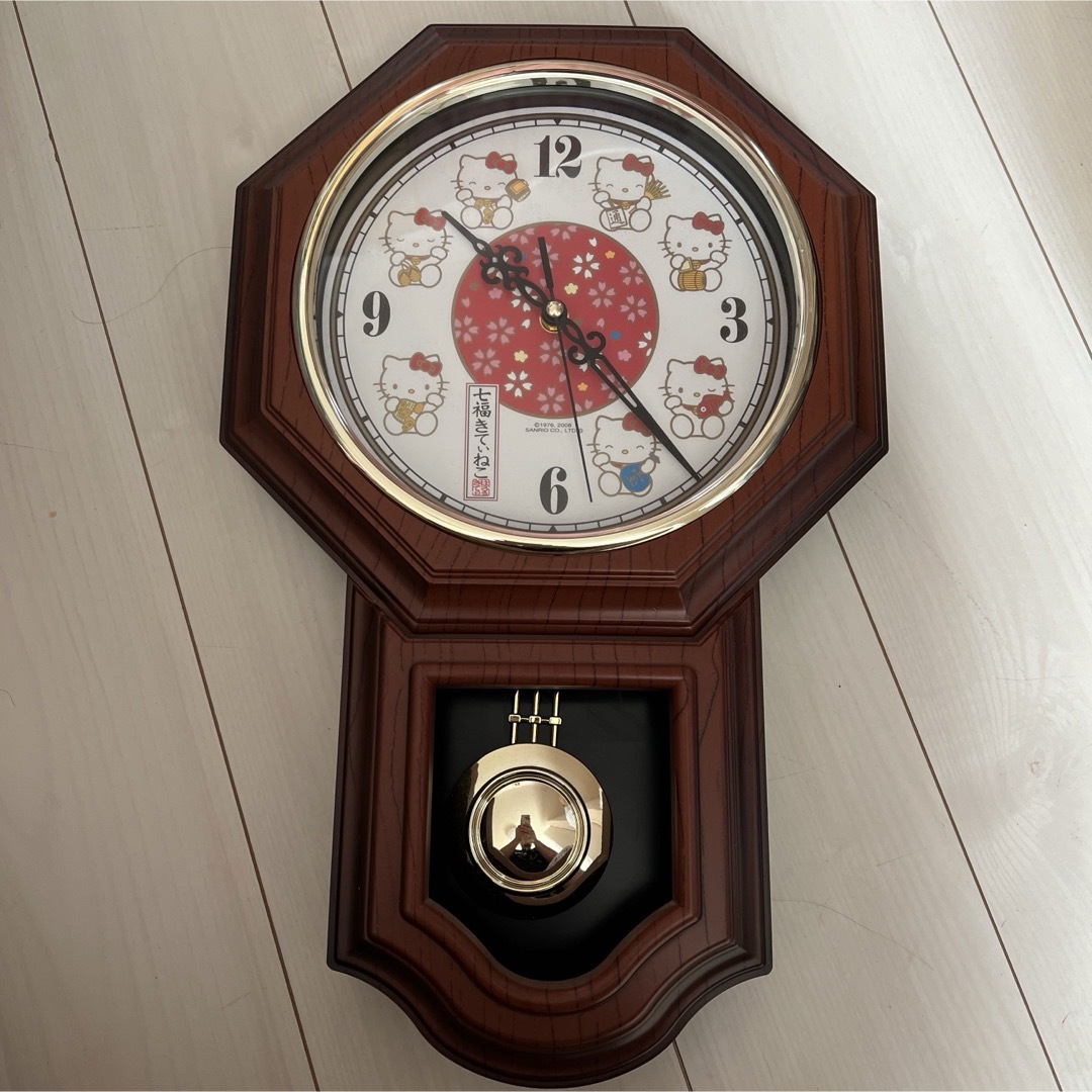 希少！七福きてぃねこ 壁掛け時計 振り子時計 ハローキティ ハロー