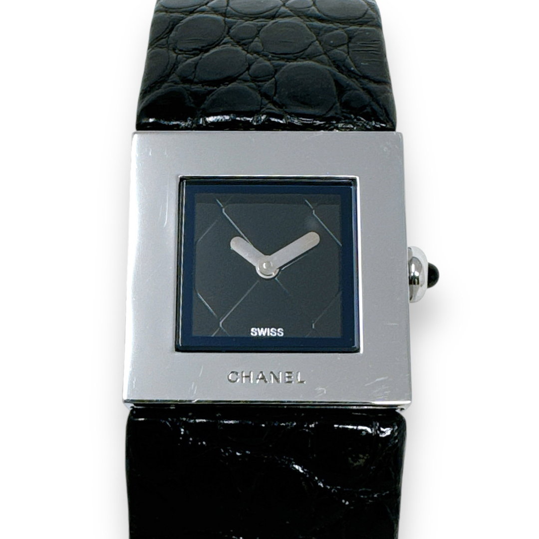 CHANEL - シャネル マトラッセ クォーツ 革ベルト レザー 黒 ブラック