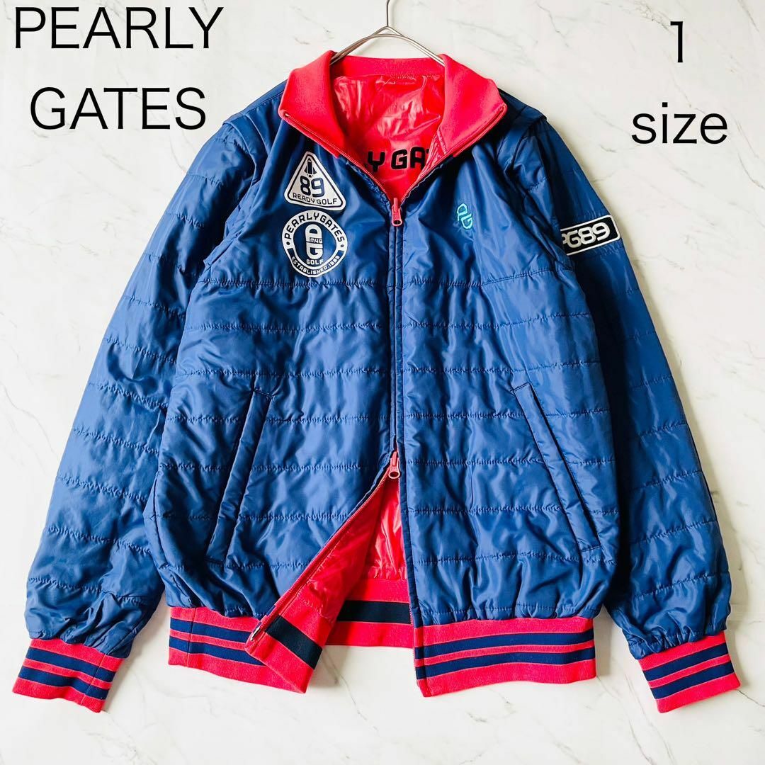 パーリーゲイツ 中綿入り リバーシブル ベスト エンブレムワッペン