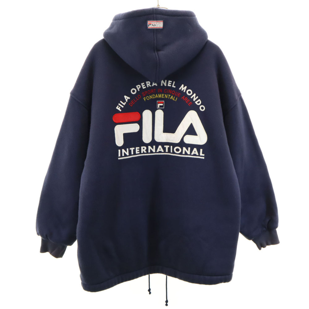 FILA - フィラ 90s オールド バックプリント 裏ボア ジップパーカー L