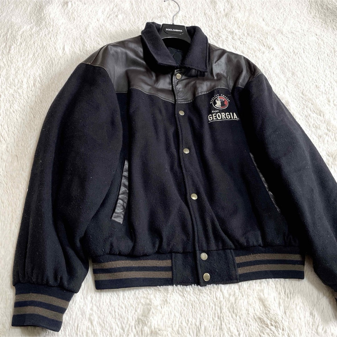 希少 限定 GEORGIA 羊革 ウール スタジャン レザージャケット ラムの