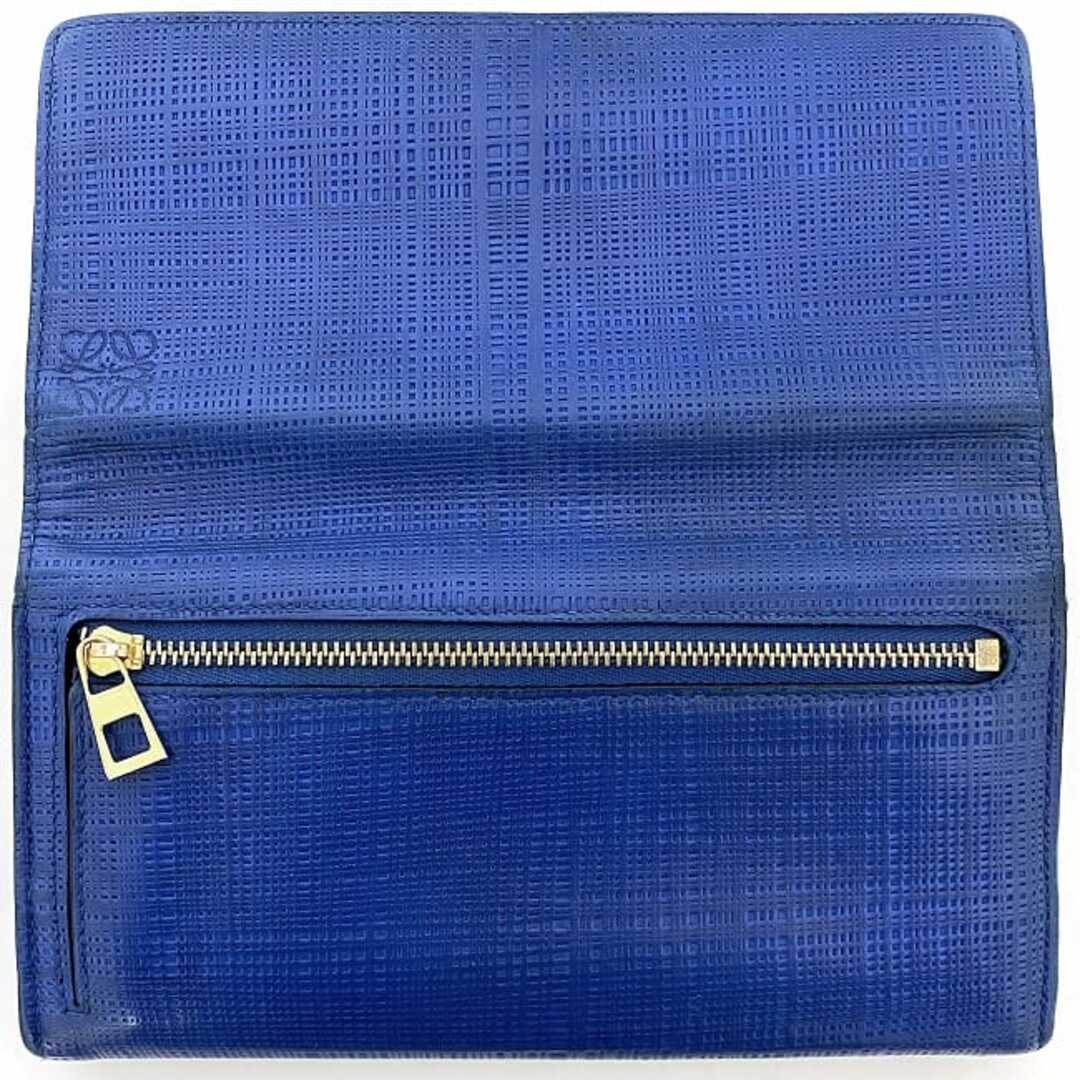 LOEWE - ロエベ 二つ折り 長財布 ブルー リネン 財布 レザー 中古