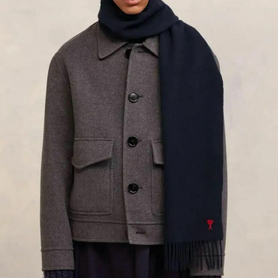 ami - 【新品】AMI PARIS アミ パリス クラシックマフラー ネイビーの