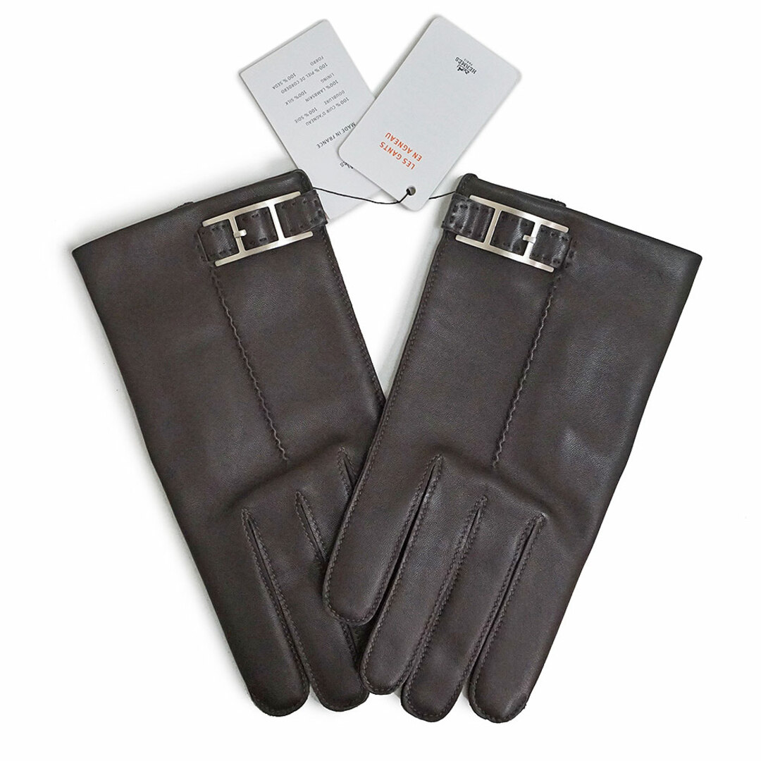 新品・未使用】HERMES ラムスキンブラウングローブ サイズ8