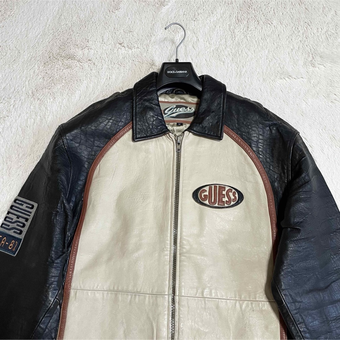 GUESS - 希少 GUESS 80s ワッペン 本革 レザージャケット ライダース